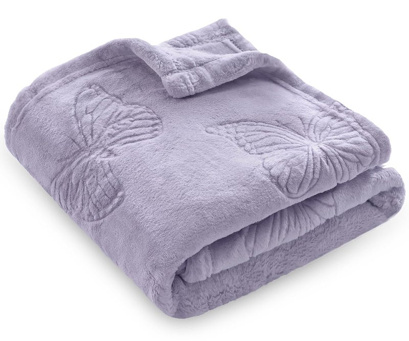 BORITAR Baby Blanket with Butterfly Design for Girls Ultra Soft Fleece Warm and Lightweight Blankets for Infant Toddler Newborn, 30x40 Inch, Purple - Image 1